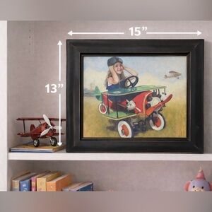 APPLEJACK ART Print on Canvas Female Aviator 1926 By-plane Distressed Frame